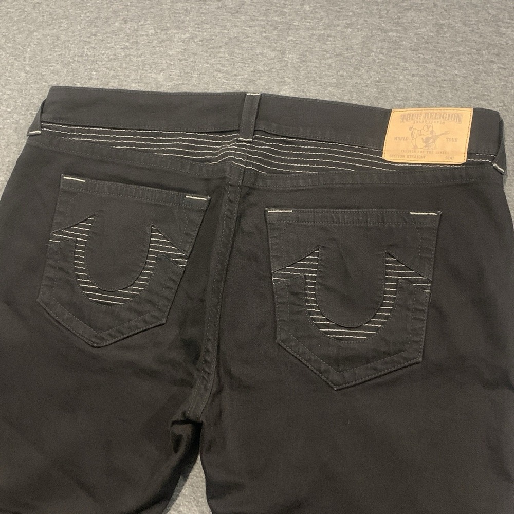 True Religion Men's Straight Leg Jeans Black Cotton Blend - 44x33 - Picture 4 of 14